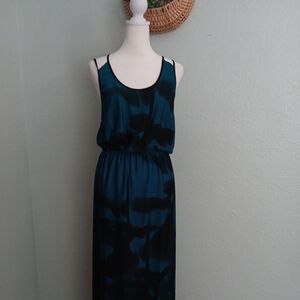 Halston Heritage Black Blue maxi Dress Size 10